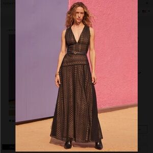 White House Black Market Black Eyelet Lace Maxi Dress